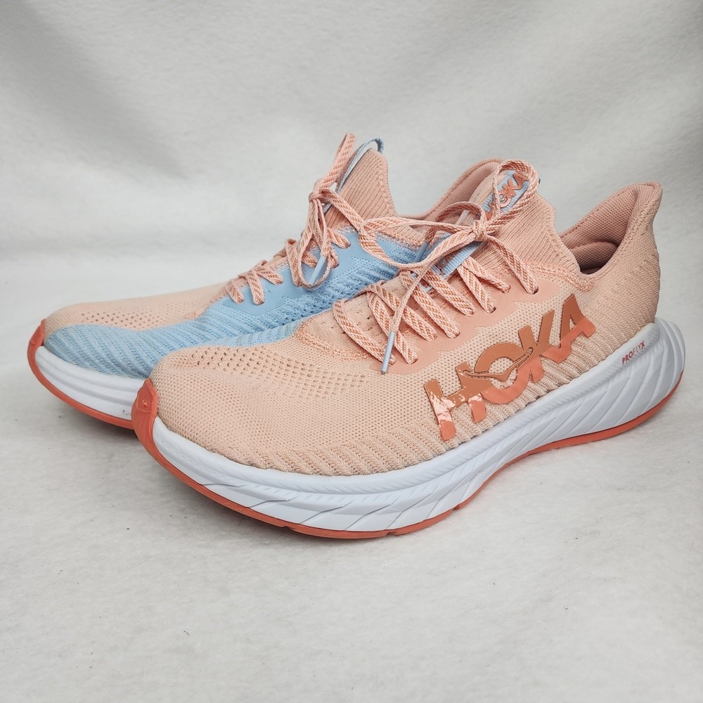 Hoka One One Carbon X 3 1123193-PPSSG Womens 10 B Running Shoes Peach Sneakers